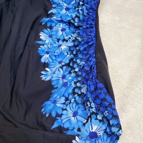 Lands' End Black Bandeau Jubilee Daisy Slender Ruched One‎ piece Swimsuit 22W - Picture 4 of 8